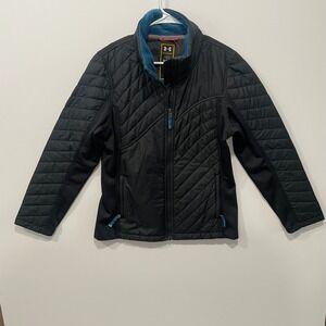 Under Armour Women's UA Storm Quilted Jacket Black Teal Fleece Lined Size MD